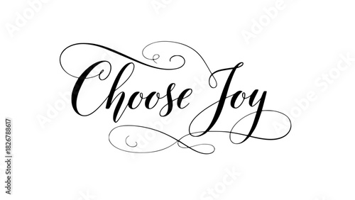 Elegant 'Choose Joy' calligraphy design perfect for inspirational quotes, wedding invitations, and uplifting designs