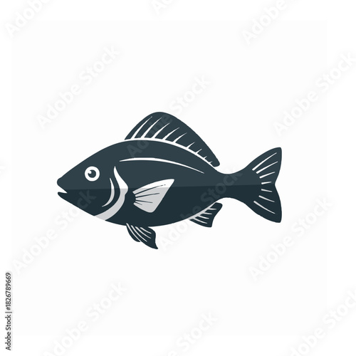 Stylized Vector Illustration of a Single Fish