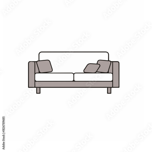 Simple Vector Icon of a Two-Seater Sofa or Couch