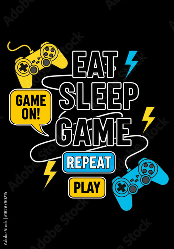 Vector joysticks gamepad illustrations with slogan texts, for t-shirt prints, posters and other uses.