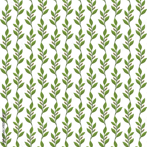 Green Vine Pattern Background With Repeating Leaves For Design Projects And Wallpapers