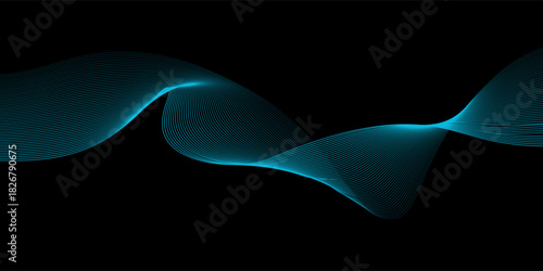 Modern Color light blue abstract waves design art