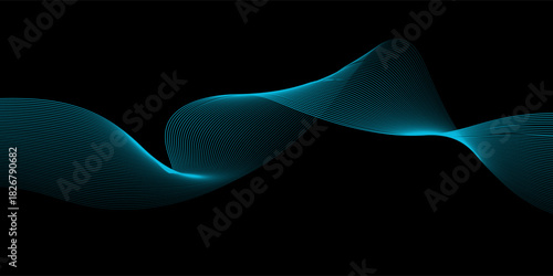 Modern Color light blue abstract waves design art