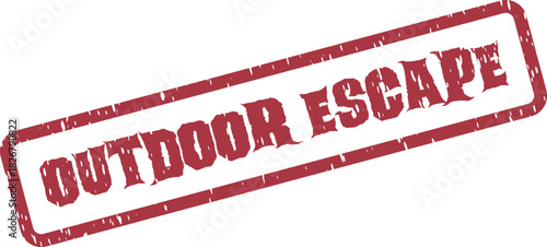 Vintage Style Red Grunge Stamp Emphasizing Outdoor Escape for Adventure and Travel Themes