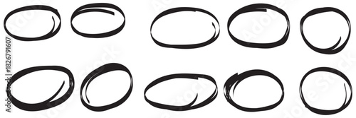 Hand drawn cartoon circle line vector illustration doodle sketch style for concept design.