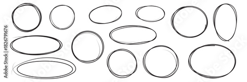 Hand drawn cartoon circle line vector illustration doodle sketch style for concept design.