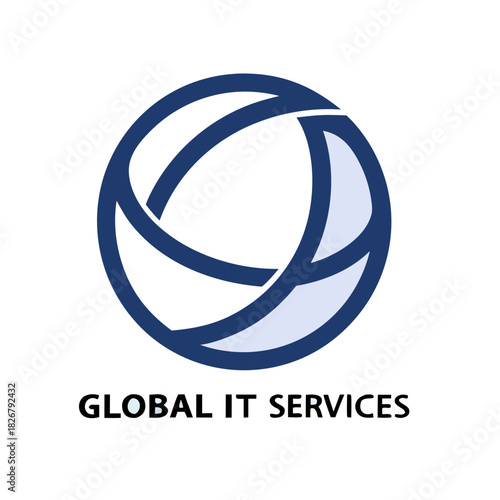 Global IT Services Logo with Globe and Fiber Optic Lines Variant Transparent Background