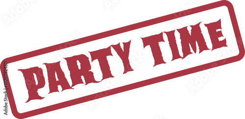 Festive Red Grunge Rubber Stamp Announcing Party Time for Celebratory Events and Gatherings