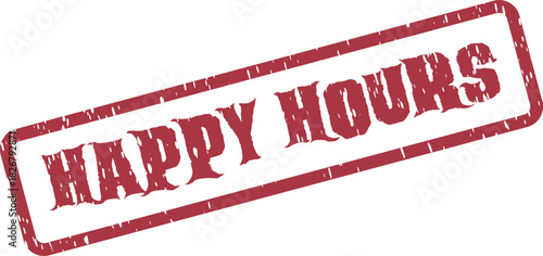 Official Happy Hours Red Rubber Stamp Design with Distressed Texture for Bar Restaurant Promotions