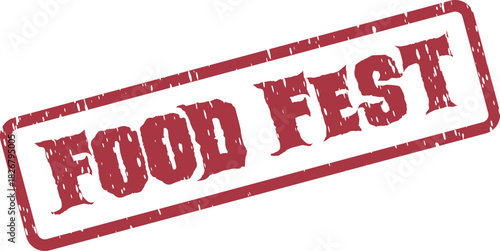 Authentic distressed red rubber stamp mark signifying a vibrant food festival or culinary celebration