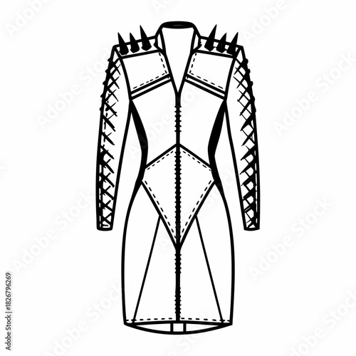 Edgy spiked jacket design with lace up sleeves