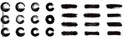 Grunge round and rectangle frames. Artistic design element, paint smear, ink splatter. Creative graphic design element.