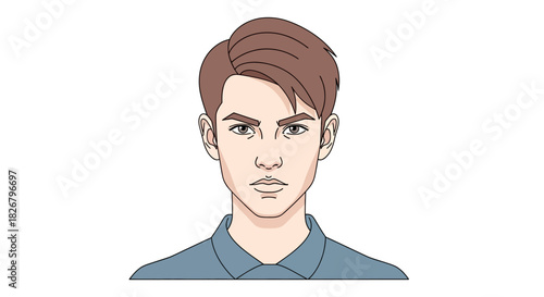 Anime style portrait of a young man with a serious expression.