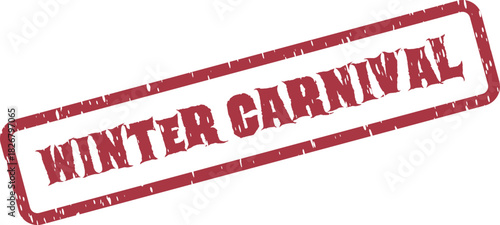 Festive Winter Carnival Red Rubber Stamp for Seasonal Events and Holiday Celebrations