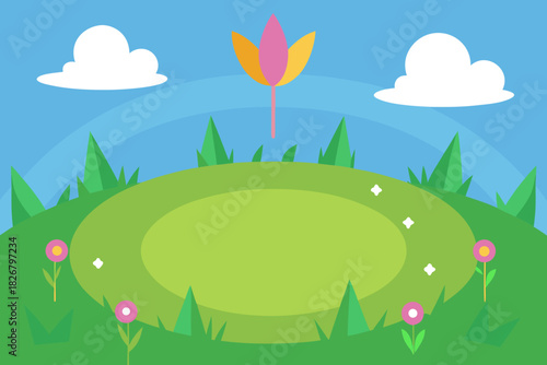 Cartoon fairy circle in a meadow vector illustration