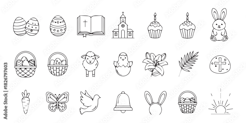 Fototapeta premium Easter icons set Vector