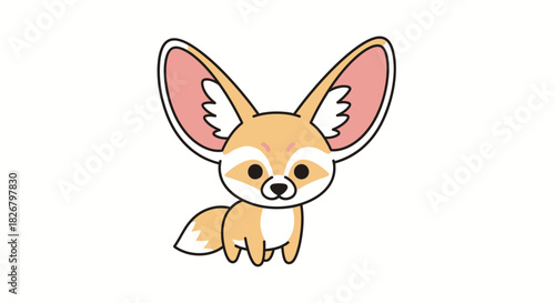 Cute Fennec Fox Cartoon Character with Big Ears.