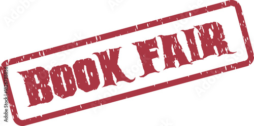 Authentic red grunge stamp featuring the words Book Fair for literary events and promotions