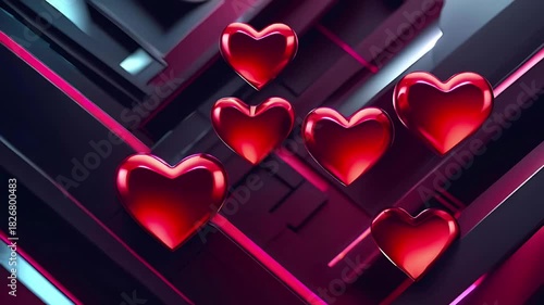 red heart on black background