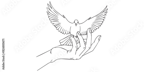 Dove on hand Vector