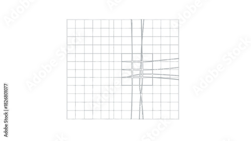 A close-up view of a square graph with intersecting grid lines and a central axis on a white background.