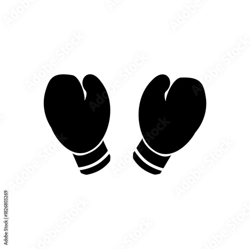 Black boxing gloves vector illustration. Simple and clean icon-style design suitable for sports logos, martial arts equipment, fitness posters, gym branding, and training materials.