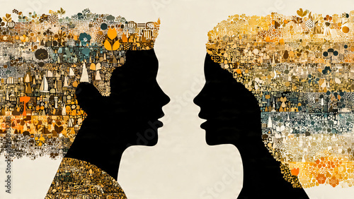 Homme et faemme face a face, illustration