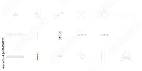 Traffic Light and Road Intersection Schematic Drawings Keywords: traffic signal, traffic light