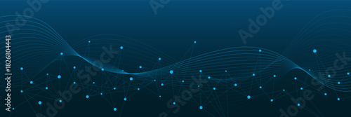 Global network connection banner design with polygonal shape. Social communication and big data visualization. Suitable for digital technology and science background. Vector