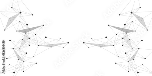 Website header or banner with plexus design background. Connecting dots and lines for big data visualization. Suitable for global network connection, science and technology. Vector