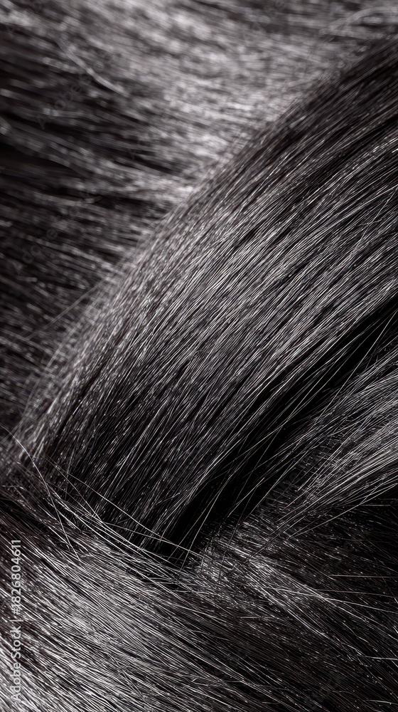 Fototapeta premium Shiny Black Hair with Deep Reflective Surface