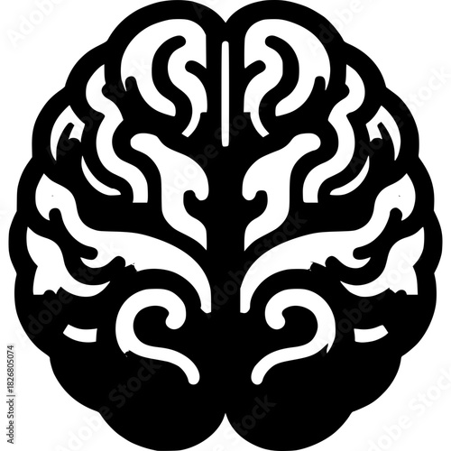 Brain Silhouette: a detailed, graphic representation of the human brain, focusing on its intricate form and symbolic nature.