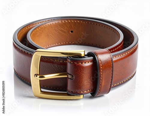 Rolled Brown Leather Belt with Gold Buckle – Classic Accessory for Formal and Everyday Style
