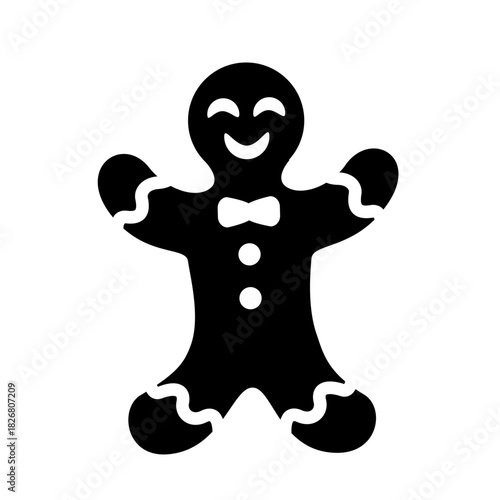 Gingerbread Man Silhouette: A cheerful silhouette of a gingerbread man, with a smiling face and classic design, embodies the holiday spirit, ready to bring warmth and happiness to the festive season.