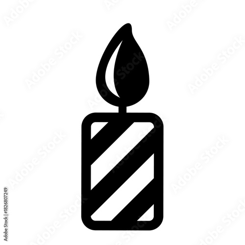 Burning Celebration: a minimalist depiction of a candle with a lit flame, symbolizing warmth, celebration, and remembrance, often associated with special events and moments of reflection.