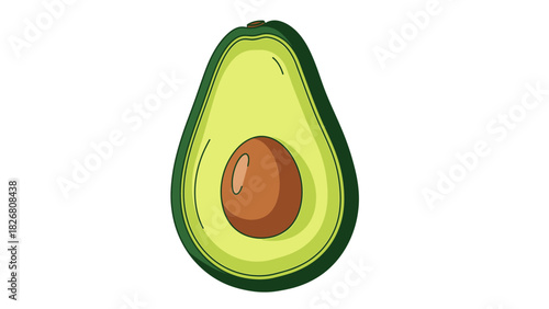 Fresh avocado cut in half showing the seed and green flesh.