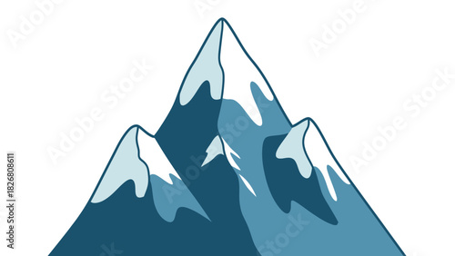 Majestic mountain range with snow-capped peaks against a clear sky, a beautiful landscape.