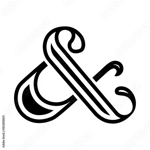 Elegant Ampersand Emblem: A classic ampersand symbol, rendered in an elegant, stylized design. The intricate lines and curves of the glyph evoke a sense of timelessness and sophistication.