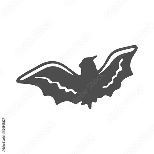 Bat Silhouette : A simple silhouette illustration of a bat with outstretched wings, perfect for Halloween, evoking a sense of mystery.