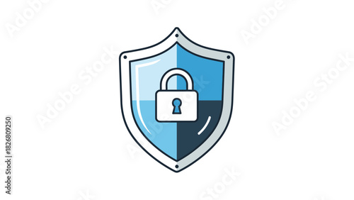 Security Shield with Padlock - Symbol of Protection and Data Safety.