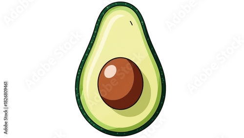Simple vector illustration of a fresh avocado cut in half.