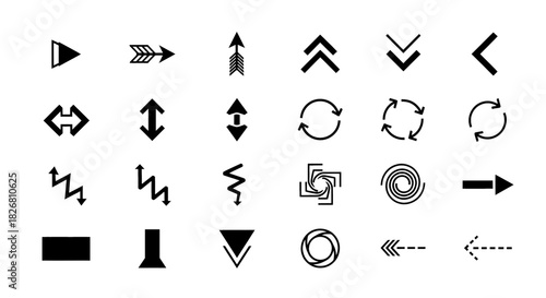 Collection of diverse arrow and navigation icons for digital interfaces