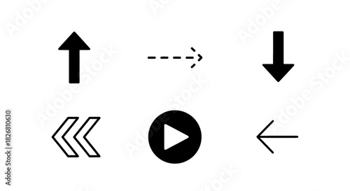 Collection of diverse directional icons for navigation and control