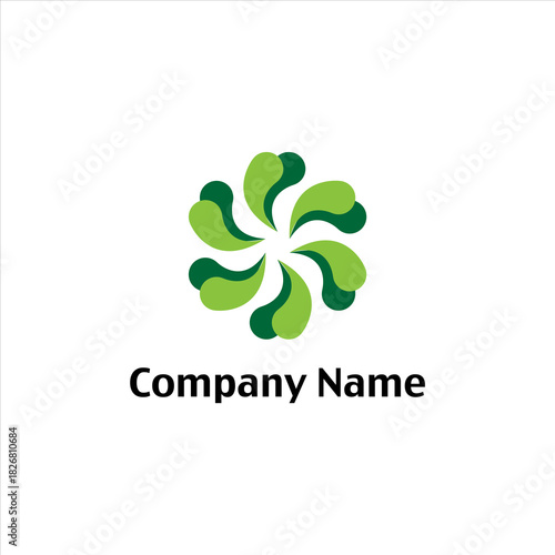 Green Circular Leaf Pattern Logo Vector Design For Nature Brand