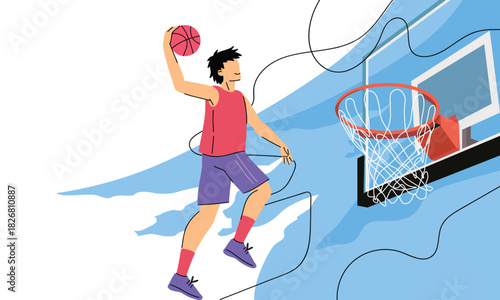 World basketball day. World basketball day celebration with player dunking and ball