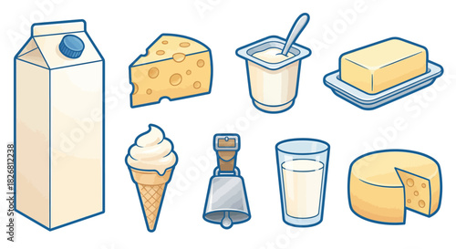 Dairy Products and Farm Fresh Goodness A Collection of Delicious Food Icons
