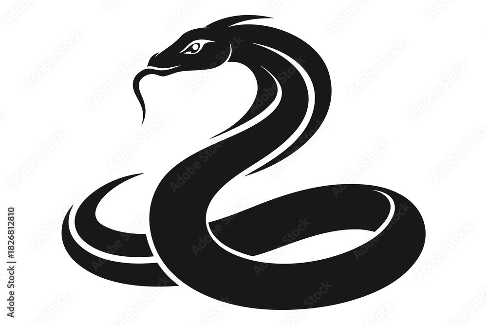 Fototapeta premium black and white snake tattoo vector illustration design