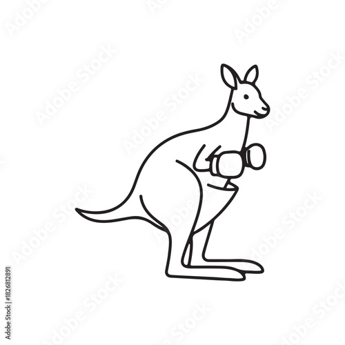 Kangaroo boxing silhouette vector flat illustration