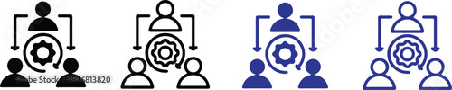 teamwork bule black icons set vector design illustration 