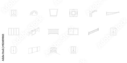 Technical Drawings of Architectural Elements Doors and Stairs